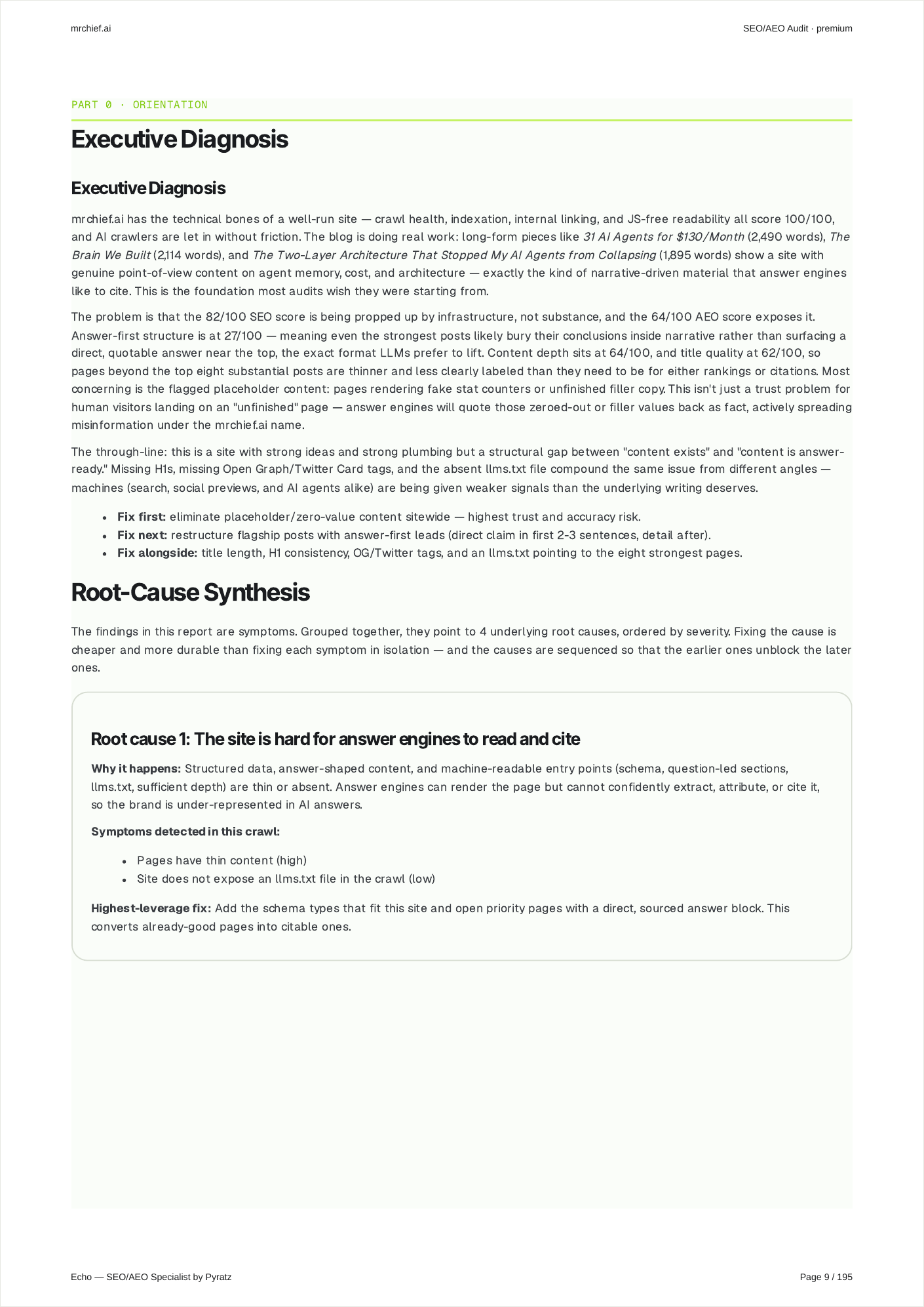 Echo premium report